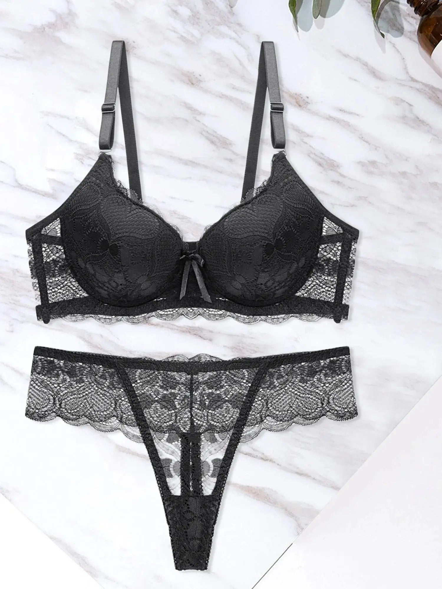 Ensemble de Lingerie en dentelle nuisette séduisante en maille soutien-gorge et culotte, ensemble de 2 pièces avec porte-jarretelles Clickbing Market