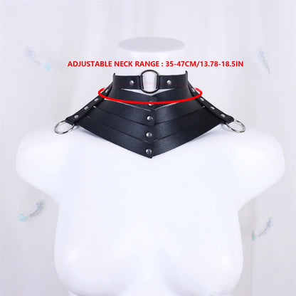 Collier cuir ceinture rivets