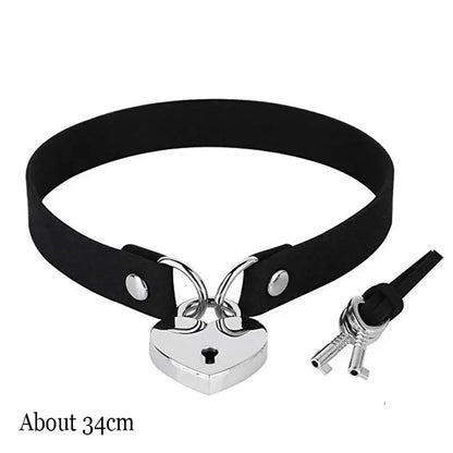 Collier ras du cou Sexy, en cuir PU, serrure en forme de cœur, clé à pointes Clickbing Market