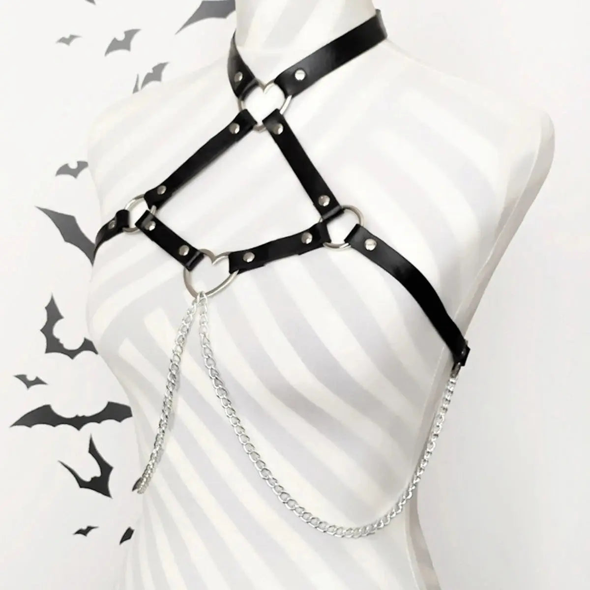 Ceinture en cuir harnais de Style de rue, ceinture de poitrine réglable avec chaîne Clickbing Market