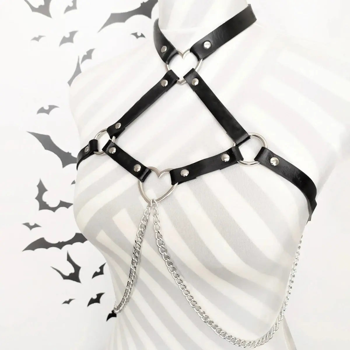 Ceinture en cuir harnais de Style de rue, ceinture de poitrine réglable avec chaîne Clickbing Market