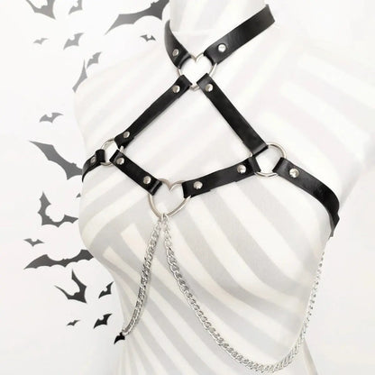 Ceinture en cuir harnais de Style de rue, ceinture de poitrine réglable avec chaîne Clickbing Market