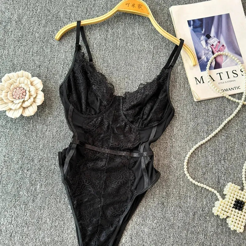 Combinaison à bretelles en arête de poisson Body,  Coupe intérieure américaine, Slim, Noir, Haut court, Sexy Clickbing Market