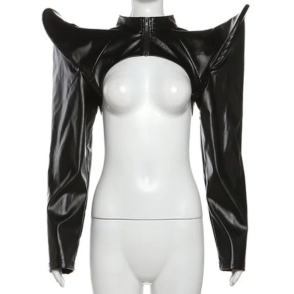 Vestes en cuir synthétique manches longues, fermeture éclair