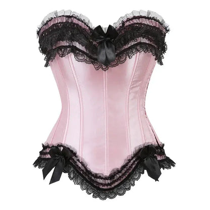 Satin surbuste Corset à lacets Corsets Bustiers haut grande taille blanc rouge noir rose Clickbing Market