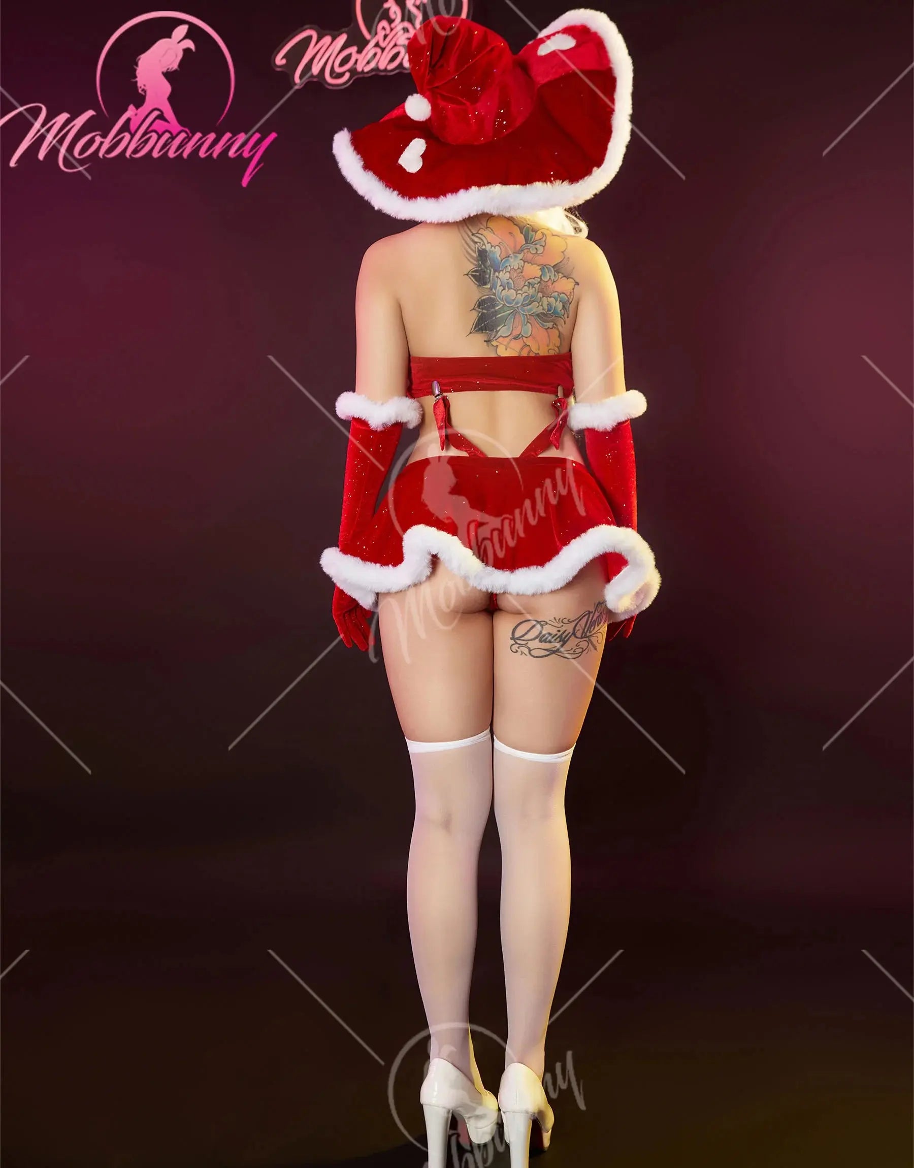 Ensemble de lingerie lapin, chapeau de chambre plus lent, haut rouge, culotte et jupe Clickbing Market