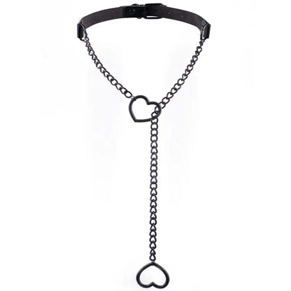 Collier chaîne en forme de cœur, ras du cou en cuir noir, accessoires, bijoux Clickbing Market