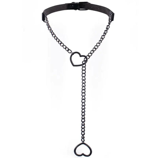 Collier chaîne en forme de cœur, ras du cou en cuir noir, accessoires, bijoux Clickbing Market