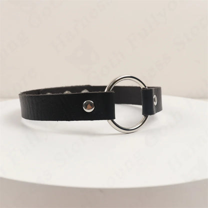 Collier ras du cou noir, en cuir synthétique