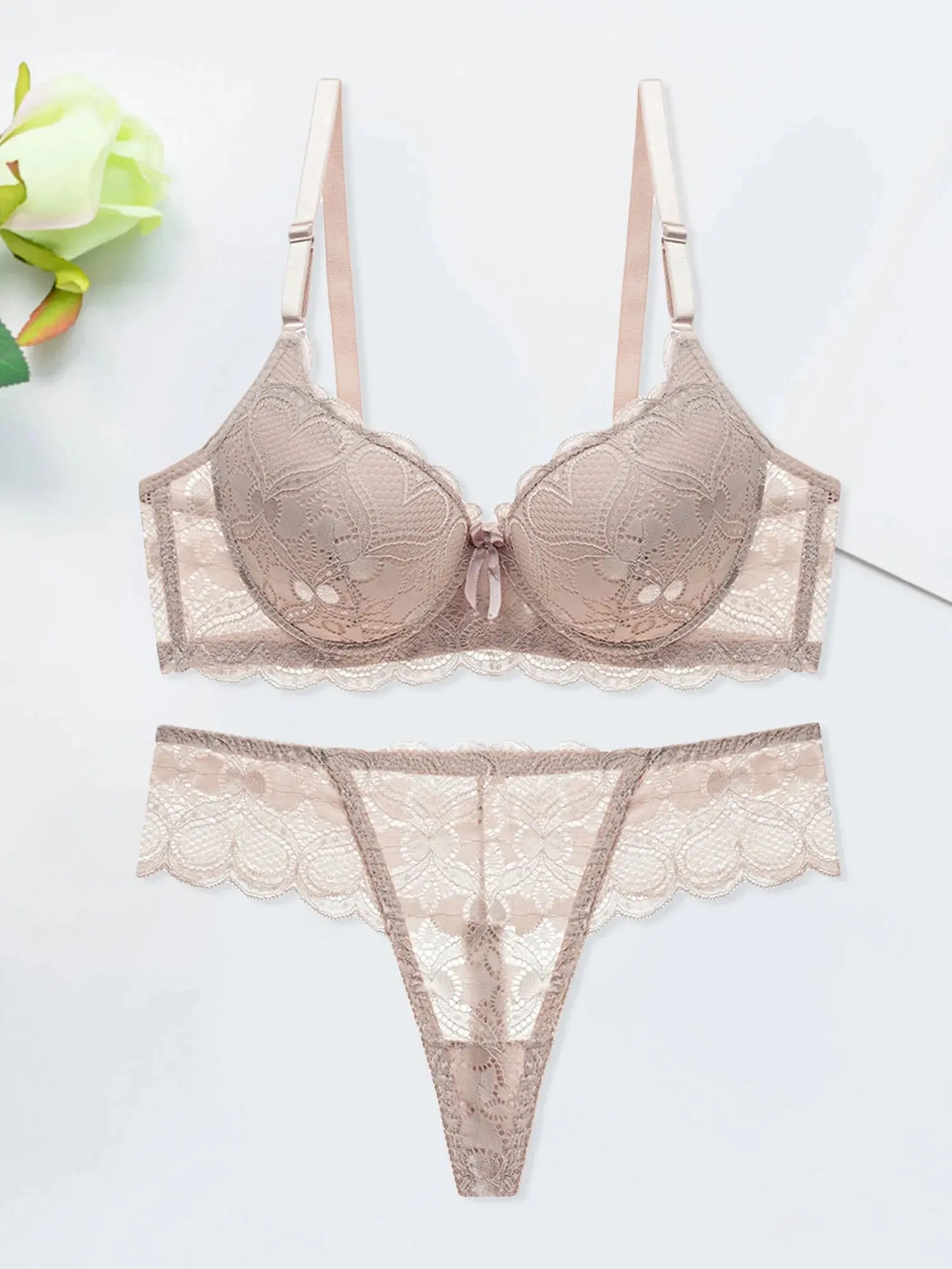 Ensemble de Lingerie en dentelle nuisette séduisante en maille soutien-gorge et culotte, ensemble de 2 pièces avec porte-jarretelles Clickbing Market