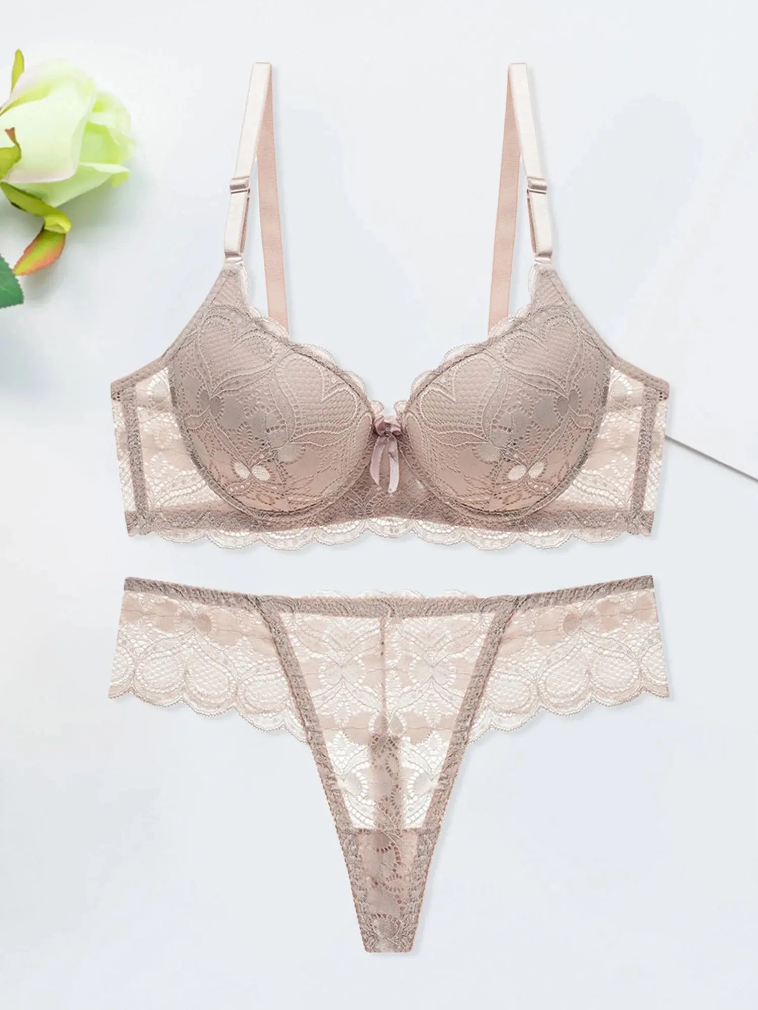 Ensemble de Lingerie en dentelle nuisette séduisante en maille soutien-gorge et culotte, ensemble de 2 pièces avec porte-jarretelles Clickbing Market