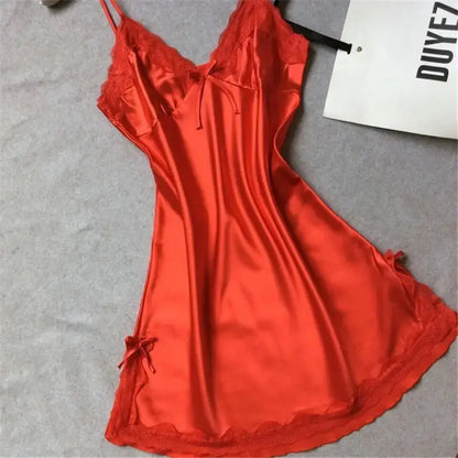 Vêtements de nuit sexy soie satin robe de nuit col en v Clickbing Market