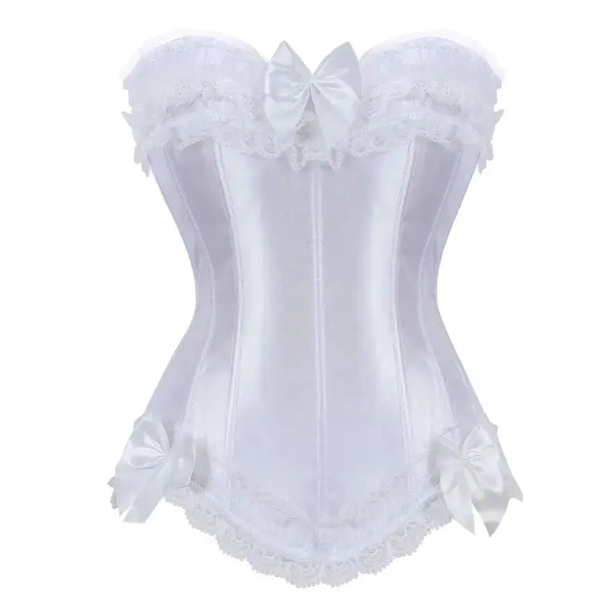Satin surbuste Corset à lacets Corsets Bustiers haut grande taille blanc rouge noir rose Clickbing Market