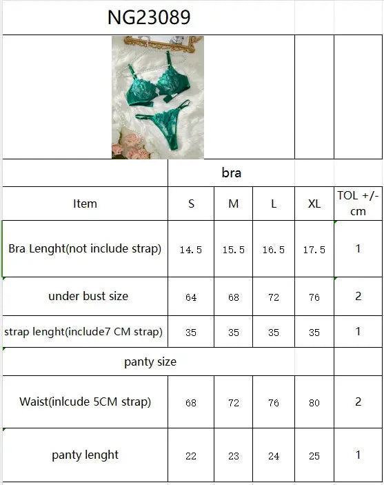 Ensemble de Lingerie Sexy brodé de fleurs pour femmes, Bralette transparente à armatures, soutien-gorge Push Up, culotte, ensemble de 2 pièces Clickbing Market