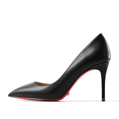 Escarpins à talons hauts de 12 cm noires et mates, à bout pointu