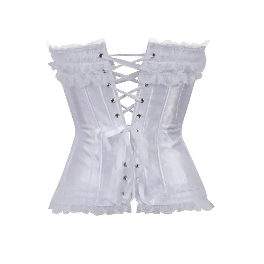 Satin surbuste Corset à lacets Corsets Bustiers haut grande taille blanc rouge noir rose Clickbing Market