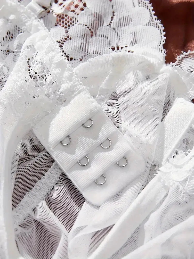 Ensemble de chemise de nuit Ultra Sexy en Tulle, soutien-gorge à col en v, jupe de nuit ouverte, transparent Clickbing Market