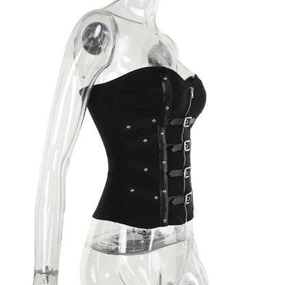 Corset sans bretelles en cuir style gothique