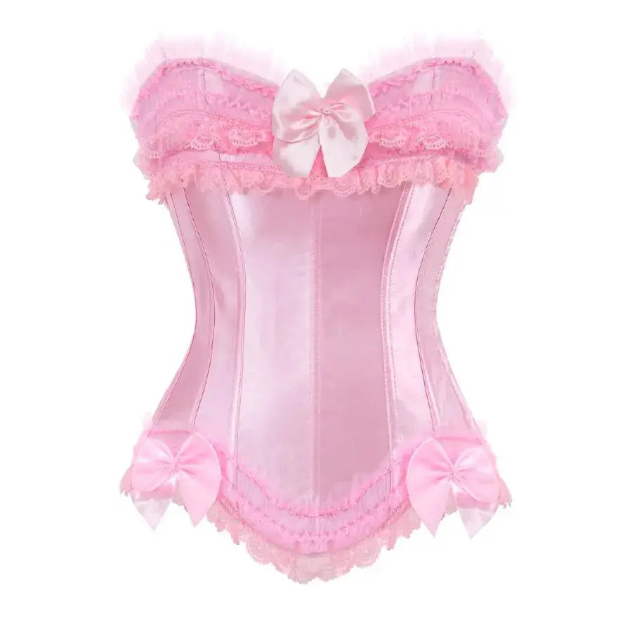 Satin surbuste Corset à lacets Corsets Bustiers haut grande taille blanc rouge noir rose Clickbing Market