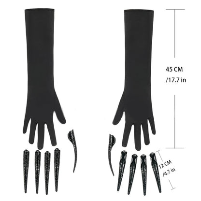 Gants à ongles longs et effrayants, accessoires de costume
