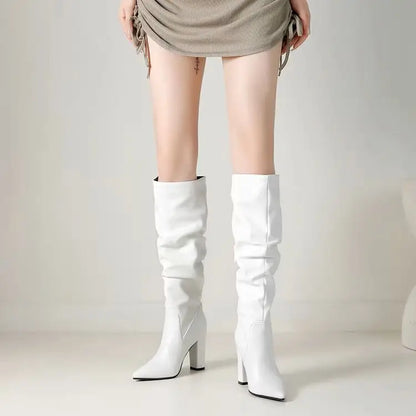 Bottes longues à talons hauts chaussures épaisses