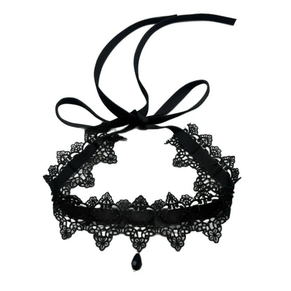 Collier ras du cou en velours noir avec pendentif en forme de goutte d'eau