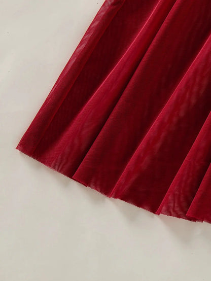 Chemise de nuit semi-transparente brodée style campagne rouge vin élégante et confortable Clickbing Market