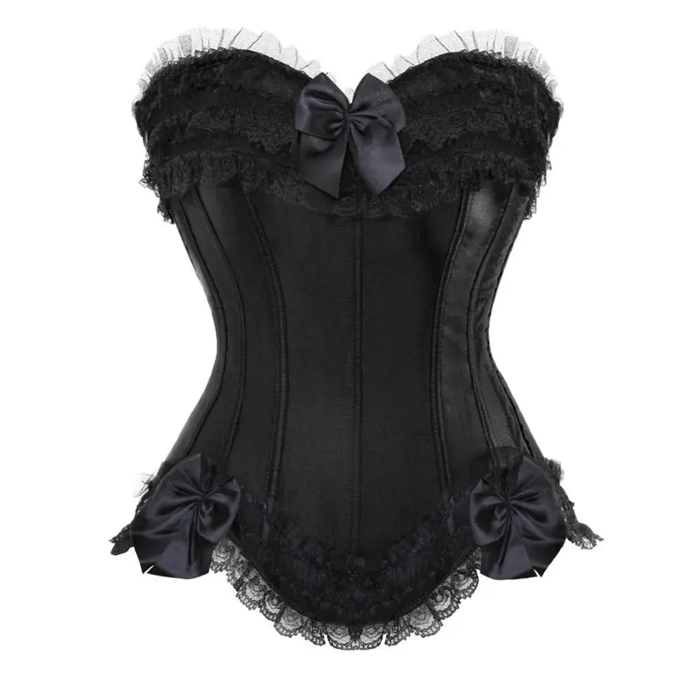 Satin surbuste Corset à lacets Corsets Bustiers haut grande taille blanc rouge noir rose Clickbing Market
