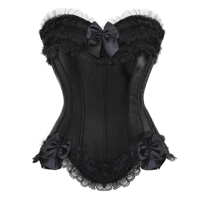 Satin surbuste Corset à lacets Corsets Bustiers haut grande taille blanc rouge noir rose Clickbing Market