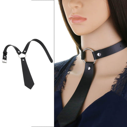 Collier ras du cou en similicuir noir