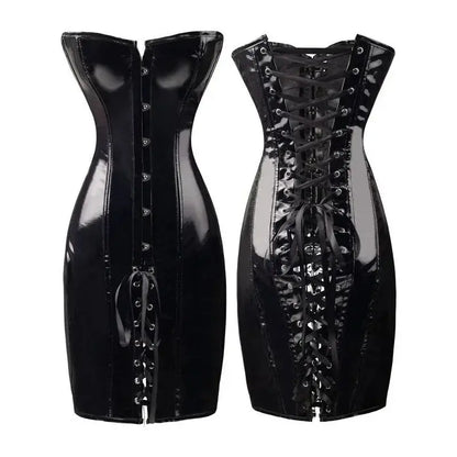 Corset robe en cuir PU surbuste Bustier taille Tranier sans bretelles robe moulante Clickbing Market