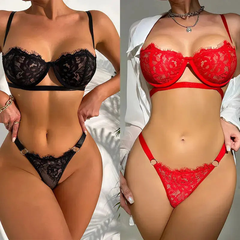 Lingerie sexy, sous-vêtements en dentelle, ensembles de culottes brodées dégradées, kit de soutien-gorge délicat Clickbing Market