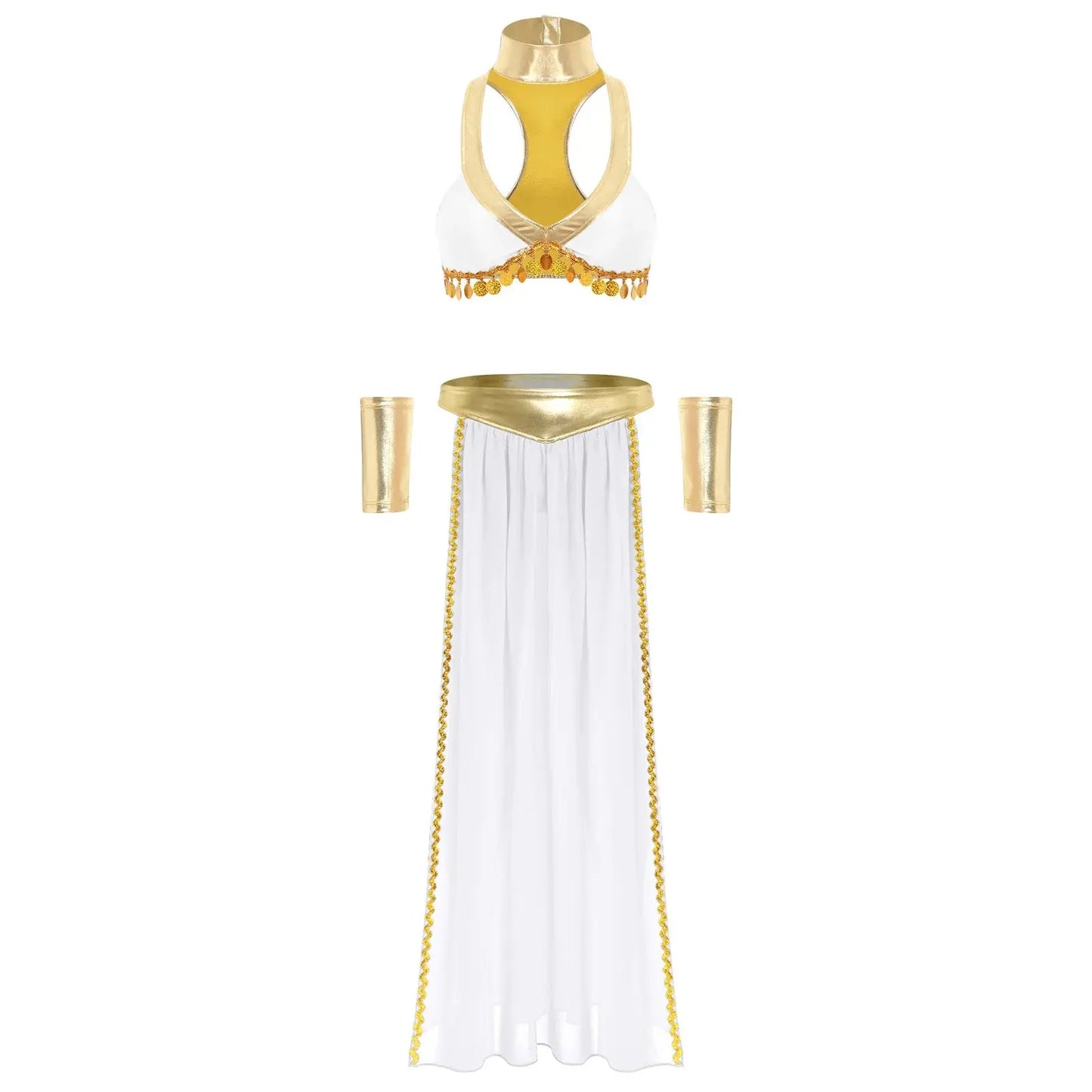 Cleopâtre reine égyptienne ancienne, haut court avec jupe, poignets ras du cou Clickbing Market