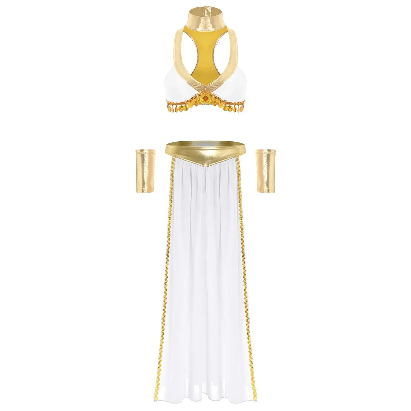 Cleopâtre reine égyptienne ancienne, haut court avec jupe, poignets ras du cou Clickbing Market