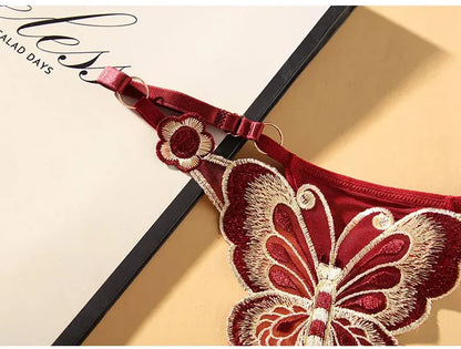 Culotte taille basse en dentelle papillon, string sexy, maille transparente Clickbing Market