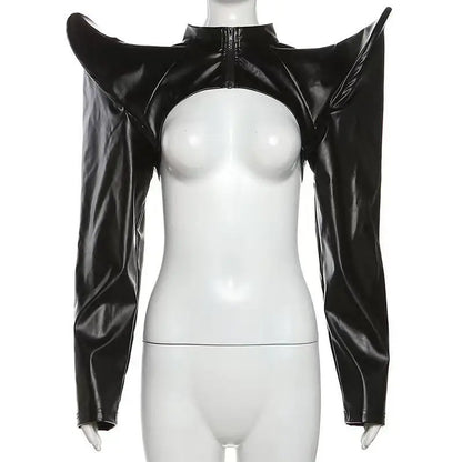 Vestes en cuir synthétique manches longues, fermeture éclair