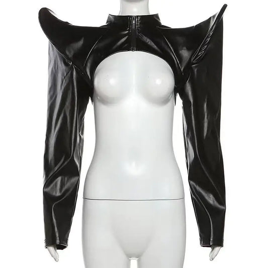 Vestes en cuir synthétique manches longues, fermeture éclair