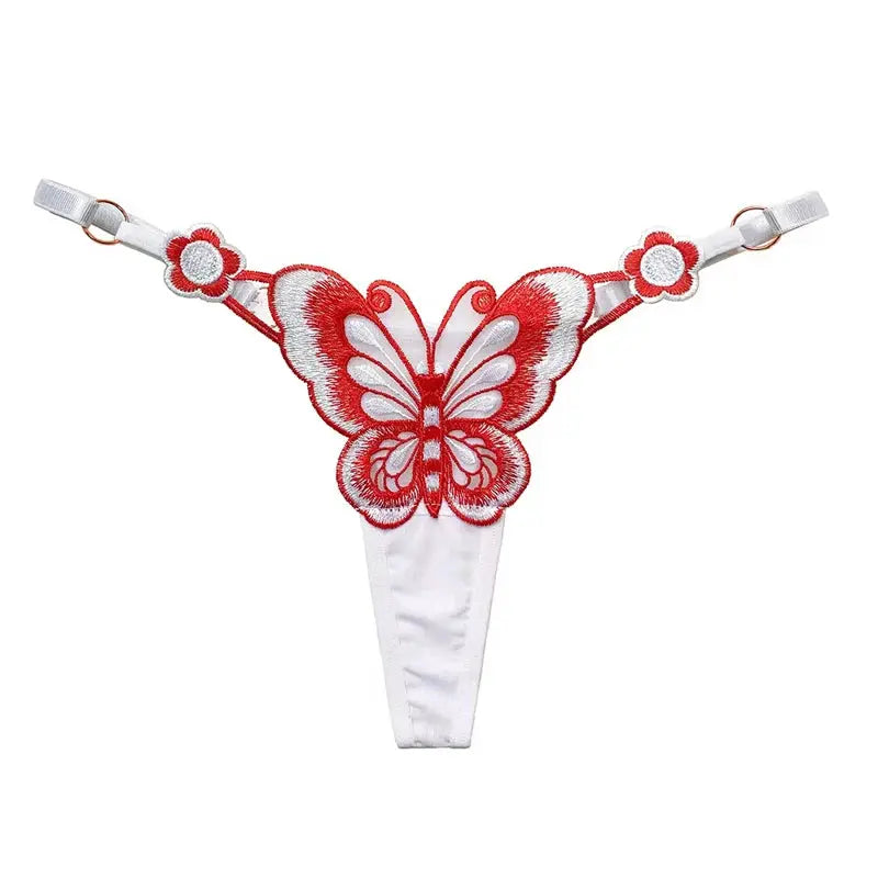 Culotte taille basse en dentelle papillon, string sexy, maille transparente Clickbing Market