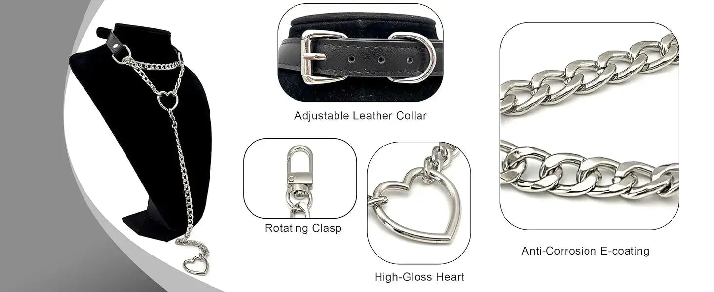 Collier ras du cou, joint torique chaîne coulissante en cuir Clickbing Market