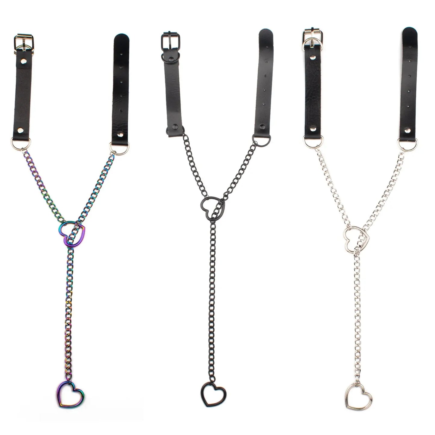 Collier chaîne en forme de cœur, ras du cou en cuir noir, accessoires, bijoux Clickbing Market