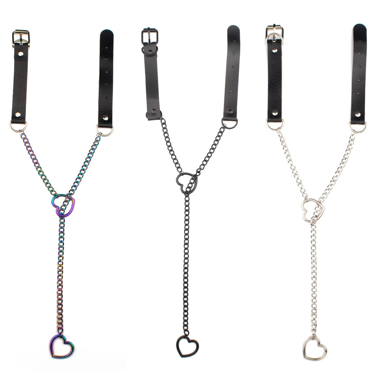 Collier chaîne en forme de cœur, ras du cou en cuir noir, accessoires, bijoux Clickbing Market