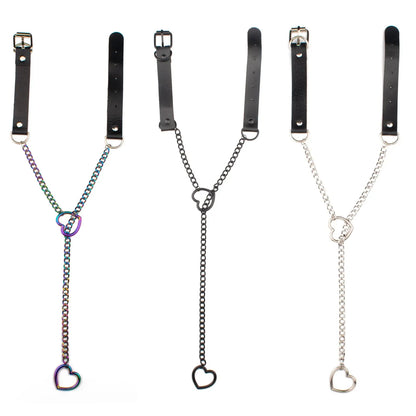 Collier chaîne en forme de cœur, ras du cou en cuir noir, accessoires, bijoux Clickbing Market