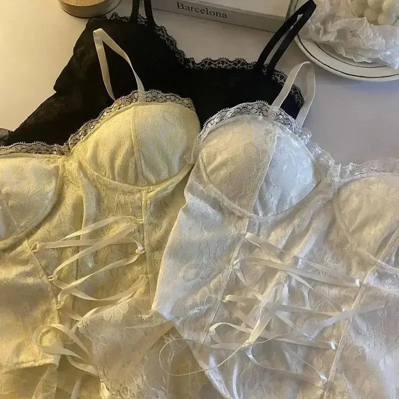 Corset dentelle bandage T-shirt camisole fronde débardeur mode gilet sans manches Clickbing Market