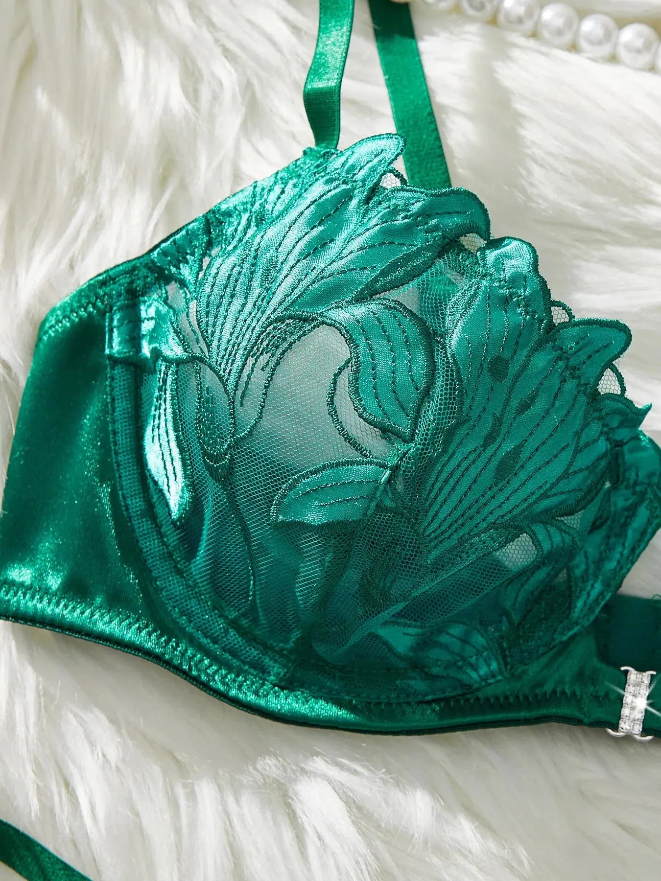 Ensemble de Lingerie Sexy brodé de fleurs pour femmes, Bralette transparente à armatures, soutien-gorge Push Up, culotte, ensemble de 2 pièces Clickbing Market