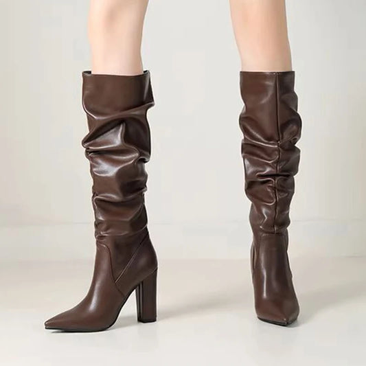 Bottes longues à talons hauts chaussures épaisses