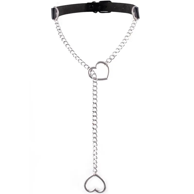 Collier chaîne en forme de cœur, ras du cou en cuir noir, accessoires, bijoux Clickbing Market