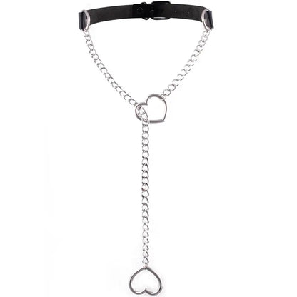 Collier chaîne en forme de cœur, ras du cou en cuir noir, accessoires, bijoux Clickbing Market