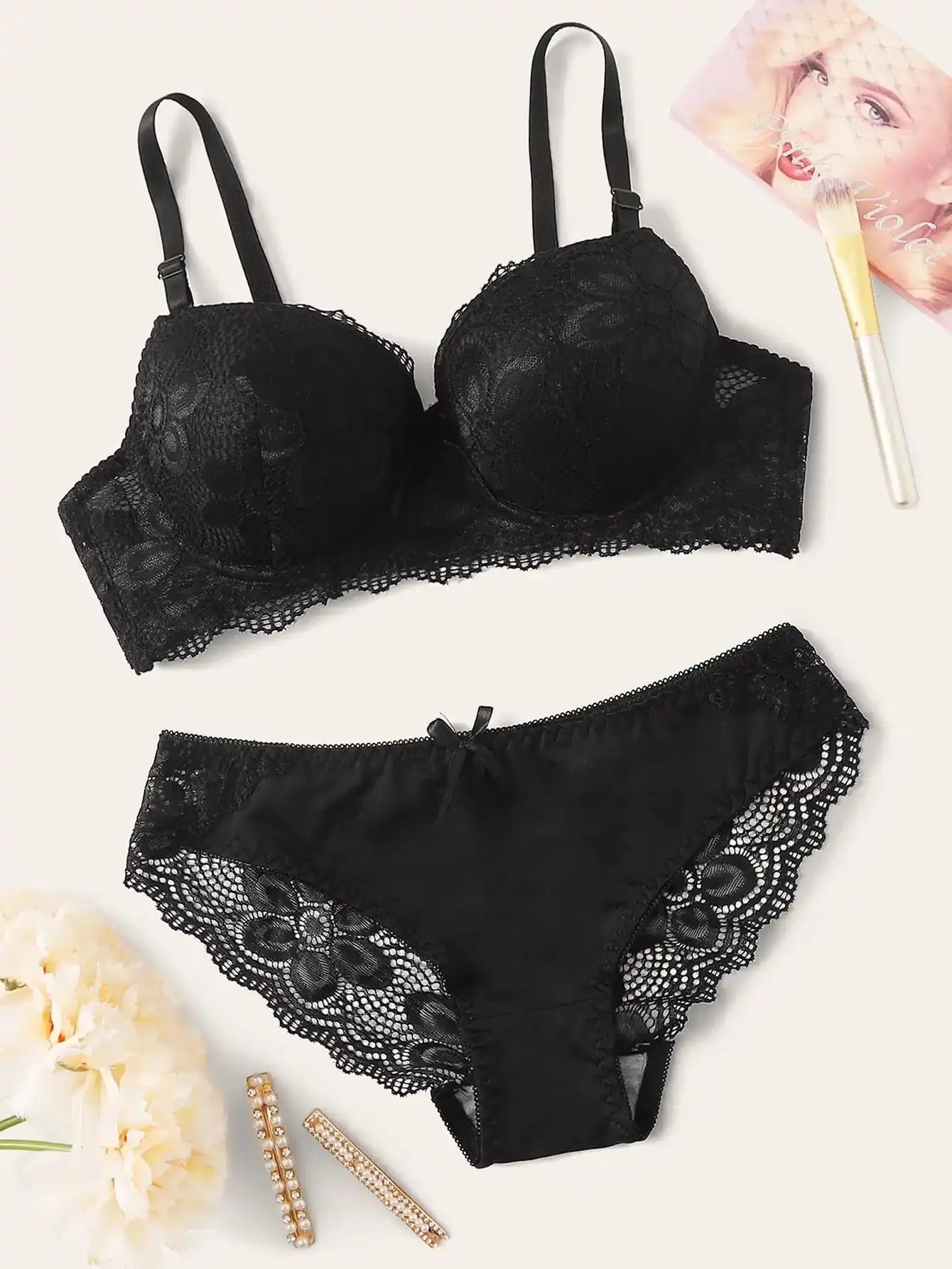 Ensemble de Lingerie Sexy soutiens-gorge armatures florales intime sous-vêtements en dentelle Clickbing Market