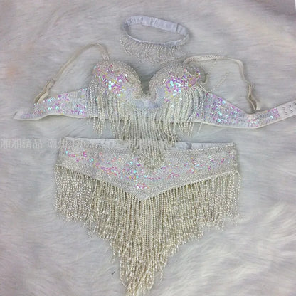 Costume 2 pièces ensemble soutien-gorge ceinture