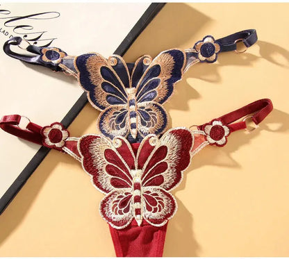 Culotte taille basse en dentelle papillon, string sexy, maille transparente Clickbing Market